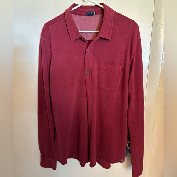 Mododoc Mens Classic-Fit  Red Long-Sleeve Button Casual Collar Shirt Size M - Picture 4 of 14